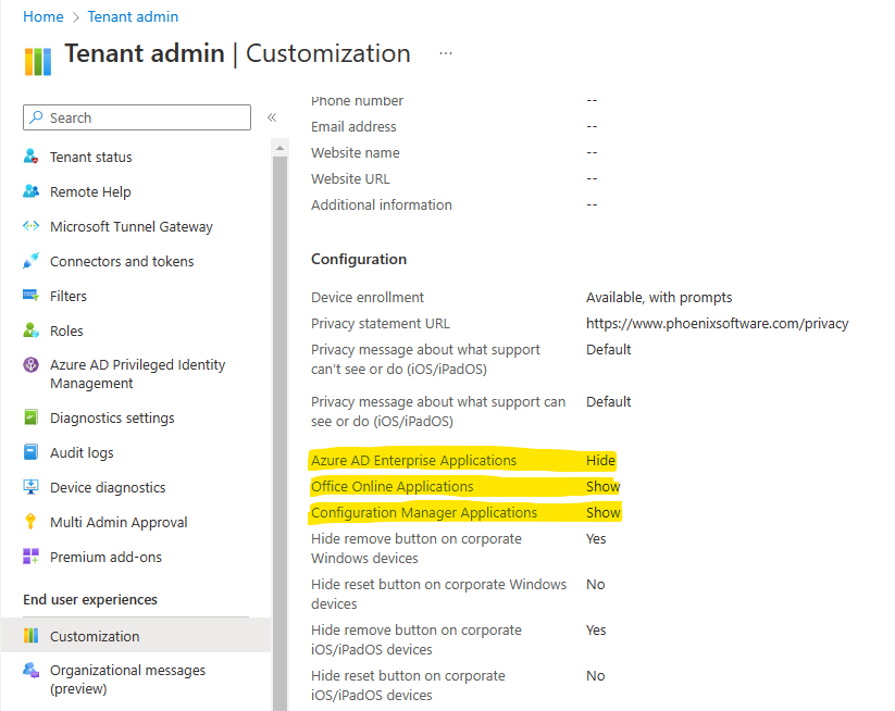 Tenant Branding within Intune