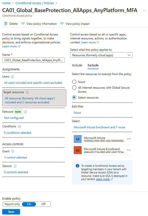 Exclude Microsoft Intune