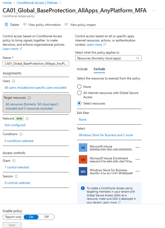Exclude Windows Store for Business