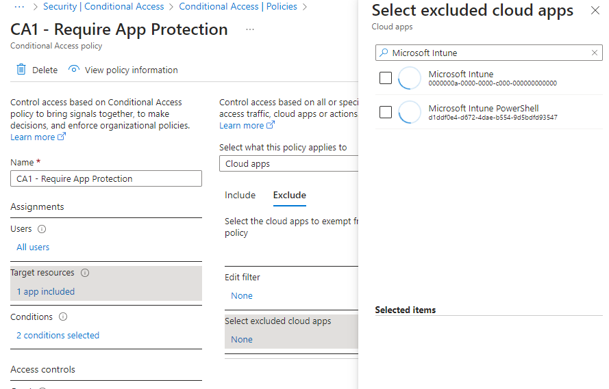 Conditional Access Selection